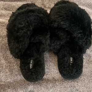 Nine West Plush Black Women's Slippers